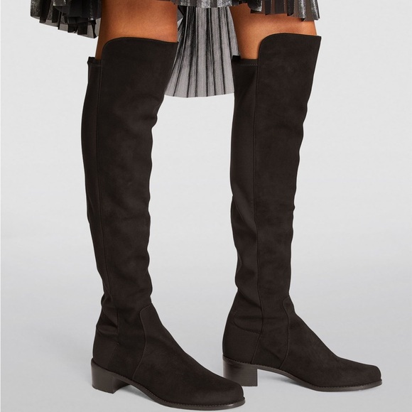 STUART WEITZMAN Black Suede Black Over Knees Boots Size 5M - Picture 2 of 10